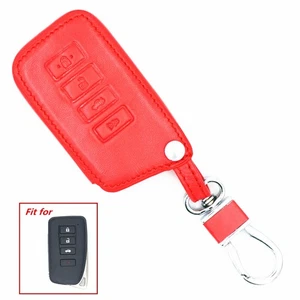 Red 4 Buttons Leather Remote Smart  Key Chain Cover Fob For Lexus ES GS IS - Picture 1 of 3