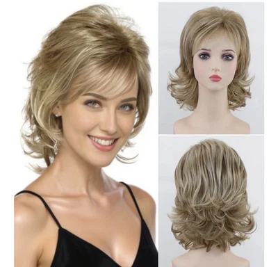 短混合金发卷发假发带手镯自然波浪圣诞节新年派对 — 第 1/4 张图片