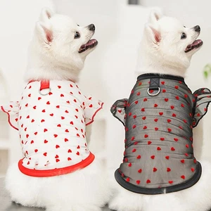 Pet Clothing Dog Heart Printed T-Shirt Tee Shirts for Large Small Dogs Summer # - Picture 1 of 24