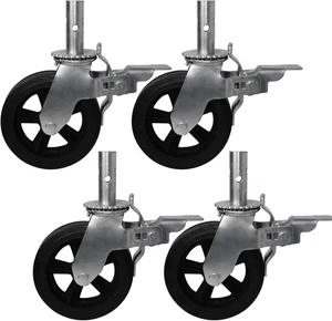 8 Zoll Gerüsträder, 4er Set Gerüstrolle 4er Pack - 1-3/8 runder Vorbau  - Bild 1 von 8