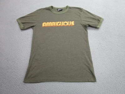 Ambiguous Shirt Mens Small Green Ringer 50/50 Poly Cotton VINTAGE y2k Made USA - Image 1 of 4