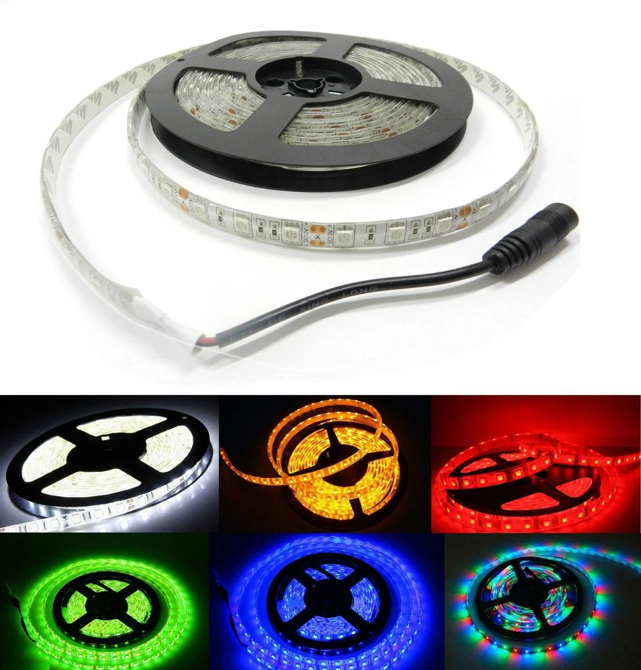 BOBINA STRISCIA STRIP LED 5050 FLESSIBILE 5M ADESIVA LUCE INTERNO ESTERNO IP65 - Immagine 1 di 1
