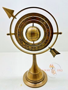 12" Brass Armillary Sphere with Arrow Nautical Maritime Astrolabe Globe Decor - Picture 1 of 9