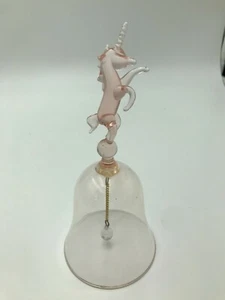 Dainty Pink Glass Unicorn Bell 7" Enesco Mystical Fantasy Decorative Gift - Picture 1 of 10