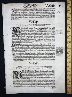 RARE Folio German Martin Luther Bible Leaf 1567 - Book of Zechariah Flying Scrol - Image 1 of 3