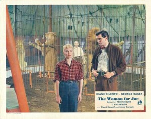 The Woman For Joe original lobby card Diane Cilento in circus with lions