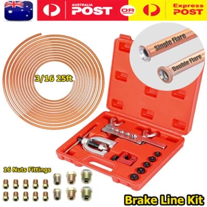 25FT 3/16 Copper Coated Brake Line Pipe Kit + Double & Single Flaring Tool - Picture 1 of 11