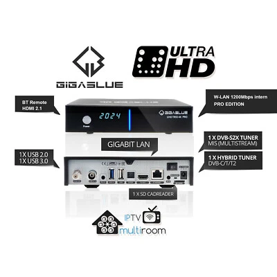 Sat-Receiver mit Festplatte Gigablue Trio Pro 4K DVB-S2x DVB-C/T2 Kabel Receiver - Bild 1 von 4
