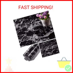 Yancorp Black Marble Contact Paper Black Peel and Stick Wallpaper Self Adhesive - Picture 1 of 2