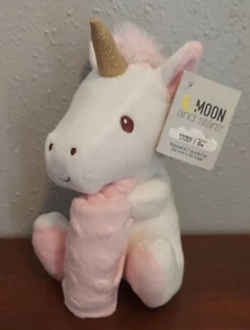 NUEVO CON ETIQUETAS Luna y Estrellas Unicornio Lovey Manta de Seguridad Rosa Blanco Felpa Minky Dots - Imagen 1 de 9