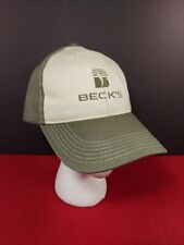 Beck's Hybrids Seeds Hat Snapback Embroidered Green Beige Farming