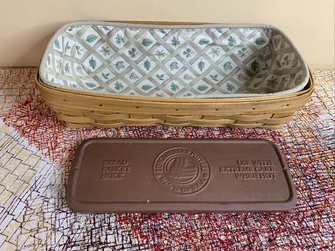 Longaberger 2000 Bread Basket with Liner & Warming Brick Cover