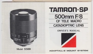TAMRON SP LENS 500mm F/8 CF TELE - MACRO CATADIOPTRIC LENS, OWNER'S MANUAL #60 - Picture 1 of 1
