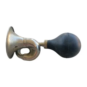 Bombilla de bola de goma bocina bocina bocina de bocina de bicicleta de latón rizado de 7" de colección - Imagen 1 de 6
