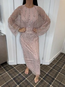 LIPSY SIZE 12 DRESS NUDE MESH SEQUIN CAPE KIMONO STYLE MAXI NEW WITH TAGS - Picture 1 of 7