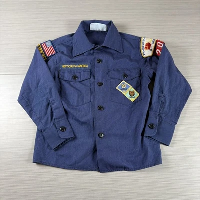 Camisa Boy Scouts of America Juvenil Pequeña Cub Scouts Uniforme Parches Hecha en EE. UU. Foto 1 de 4