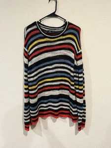 Volcom Women's Colorful Striped Knit Long Sleeve Sweater Size XL Skate Surf Rare - Picture 1 of 11