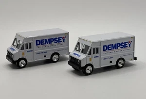 Vintage Dempsey Uniform And Linens Co. Advertising Delivery Truck Van Set Of 2 - Picture 1 of 7
