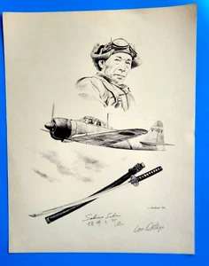 FOTO FIRMADA SABURO SAKAI & LON ORTEGA 11x14 Segunda Guerra Mundial caza japonés ACE 64V - Imagen 1 de 7