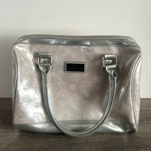 Disney Loungefly Frozen Satchel Purse Embossed Silver Handbag Zip Top Elsa Anna - Picture 1 of 11