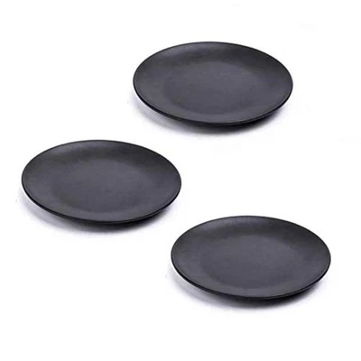 Juego de 3 platos de cena de melamina negros de 6 pulgadas platos de aperitivo vajilla Foto 1 de 4