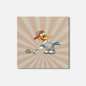 Woody Woodpecker Cartoon Golf 4'' X 4'' Square Wooden Coaster - Picture 1 of 3