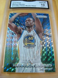 HARRISON BARNES WARRIORS 2014 PRIZM AZUL VERDE MOSAICO PRIZM #113 GRADO 10 - Imagen 1 de 1