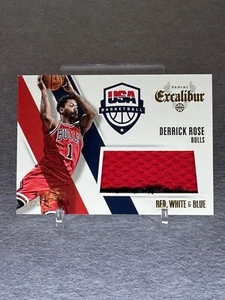 2014-15 Panini Excalibur Derrick Rose Red White Blue USA Game Used Patch 17/25 - Picture 1 of 2