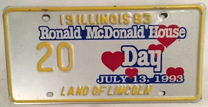 RON MCDONALD HOUSE CHARITIES RMHC license plate Low #20 Child Hospital Oak Brook - Picture 1 of 12