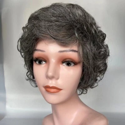 Grey Loose Wave Human Hair Wigs for Older Women Daily Wear - Image 1 of 4