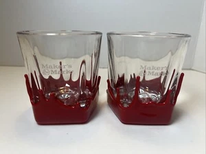 (2) MAKER'S MARK Red Wax Drip 6oz Whiskey / Cocktail Lowball Glasses - Picture 1 of 9