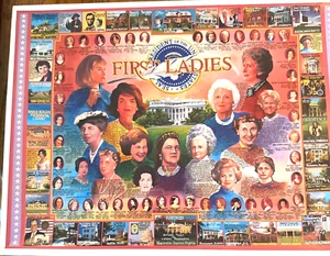 First Ladies Vintage CMP 1000 pc Puzzle Named & Birthplaces of Presidents Listed - Picture 1 of 8