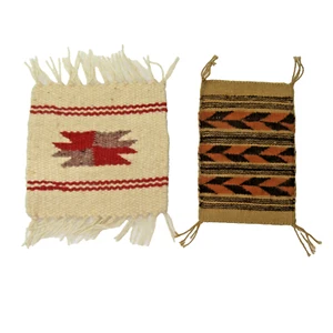 2 miniature hand woven Navajo rugs Native American Lula Brown vintage 1:12 scale - Picture 1 of 9
