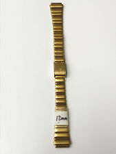 Bill Bass Stainless Steel 12mm Gold-Tone Sliding In Clasp Watch Band