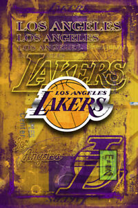 LOS ANGELES LAKERS Poster, Lakers Basketball Print Free Shipping Us