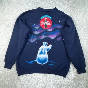 Vintage Coke Sweatshirt Mens Large/Medium 90s Pullover Polar Bears Coca Cola - Picture 1 of 11