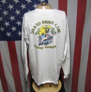 ISLAND GYPSY CAFE pocket tee 2XL Naples longsleeves youth T shirt sexy logo FLA - Picture 1 of 6