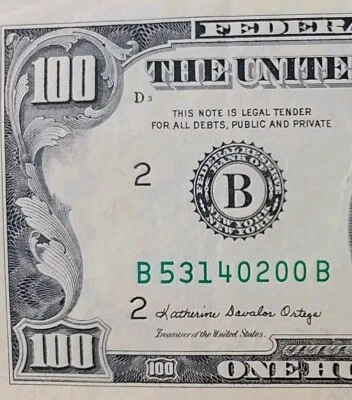 Fancy $100 Hundred Dollar Vintage Bill 1988 B District New York Very Cool Rating - Image 1 of 4