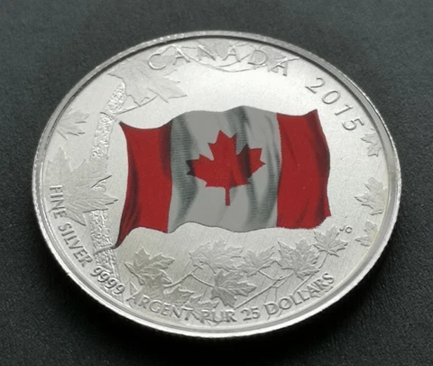 *** CANADA  $ 25  DOLLARS   2015  *** 99.99%  SILVER *** CANADA  FLAG *** Cover