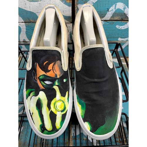 Scarpe da ginnastica Sk8er verdi Vans taglia 9 personalizzate dipinte nere verdi