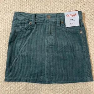 Cat&Jack New Girl´s  Skirt Adjustable Waist Size XS Green Teal Corduroy Pockets - Picture 1 of 10