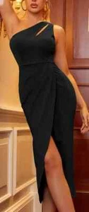 Women's Sexy One Shoulder Bodycon Formal Dress 2023 Summer Cutout Ruched Slit... - Picture 1 of 10