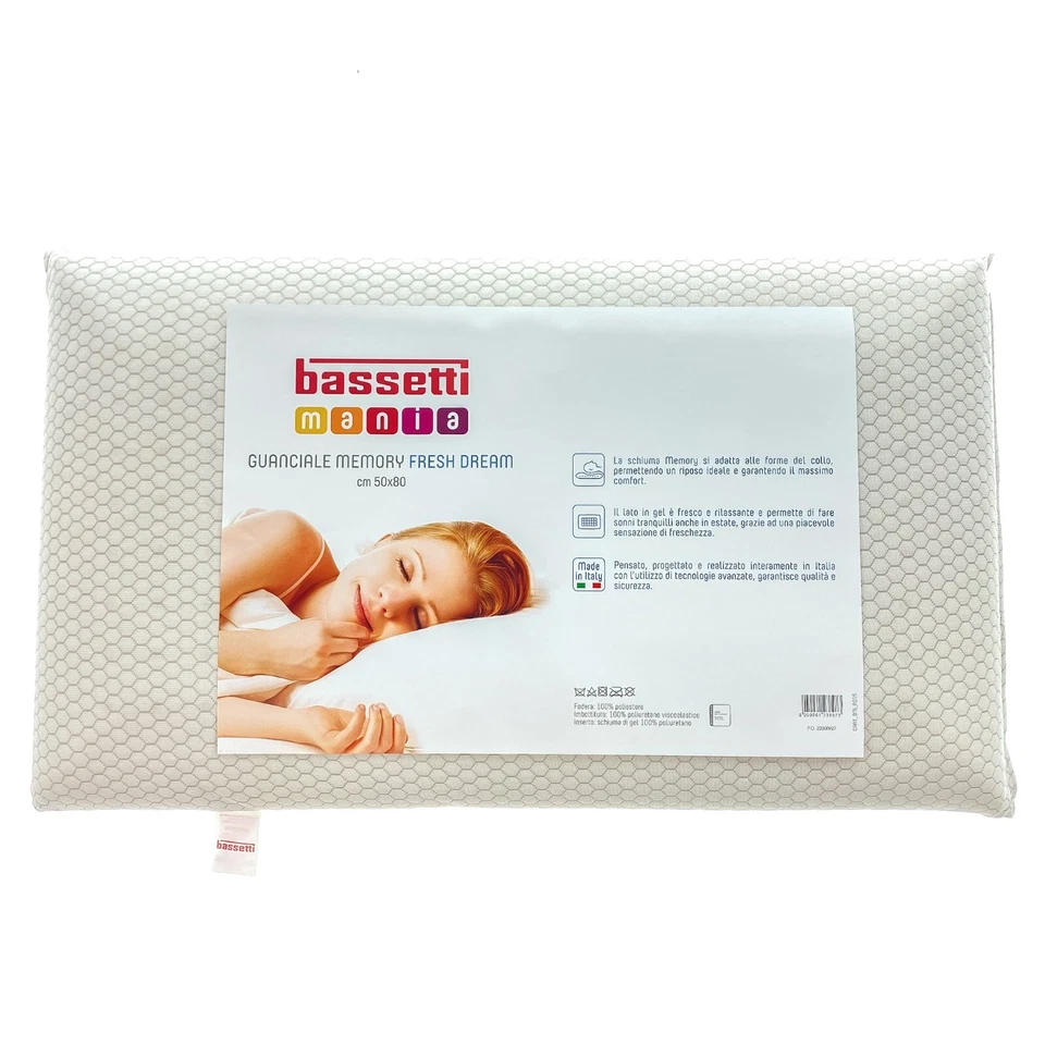 Guanciale Bassetti Memory Water-Gel Cuscino in Lattice Made in Italy puro cotone - Immagine 1 di 4
