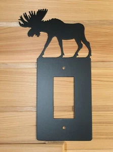 MOOSE Single GFI Rocker Light Switch Plate Cover Wildlife Rustic Cabin Metal Art - Picture 1 of 3
