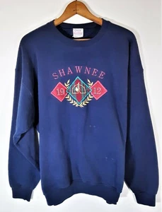 Vintage 80s 90s Shawnee Native Tribe Sweatshirt Santee USA Made Indian 50/50 XL - Picture 1 of 11