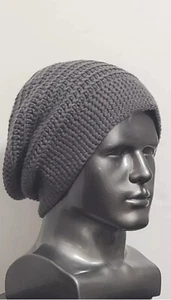 Gorro de ganchillo ligeramente holgado reversible para hombre hecho a mano - Imagen 1 de 14