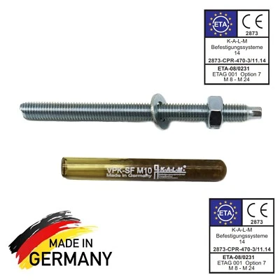 KALM Ankerstange mit Verbundankerpatrone im Set Schwerlastanker Mörtelpatrone M8-M20