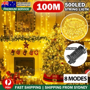 Warm White 500LED 100M Waterproof Christmas Fairy String Lights Wedding Garden - Picture 1 of 9