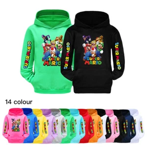 Super Mario Print Kids Hoodie Long Sleeve Hooded Top Long Sleeve Xmas Gifts UK - Picture 1 of 18
