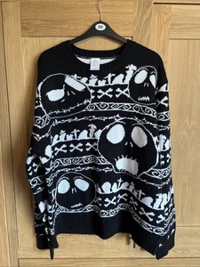 Disney Nightmare Before Christmas Jack Skellington Thick Cosy Jumper Size XL - Picture 1 of 3